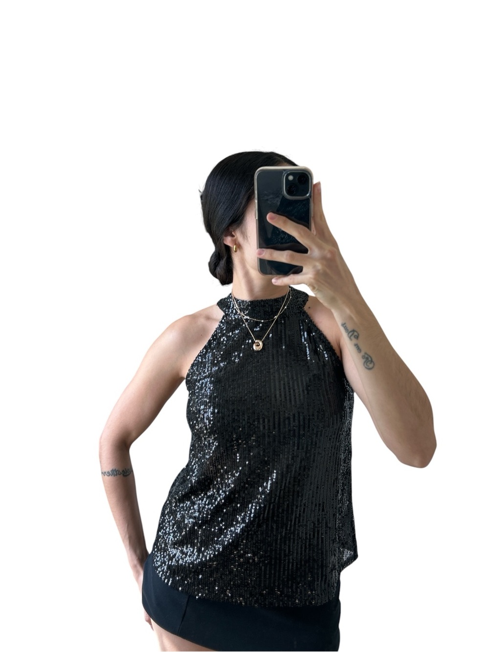 love on a hanger Black Sequin Halter Top